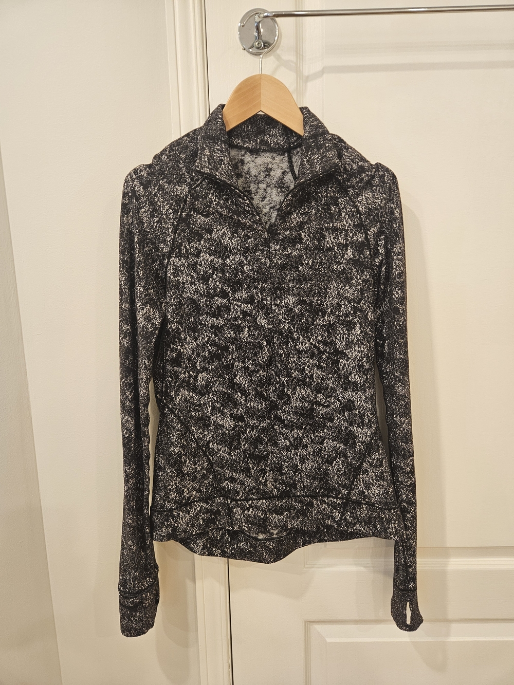 Lululemon Outrun The Element 1/2 Zip Pullover Misted Jacquard Black White Size 6